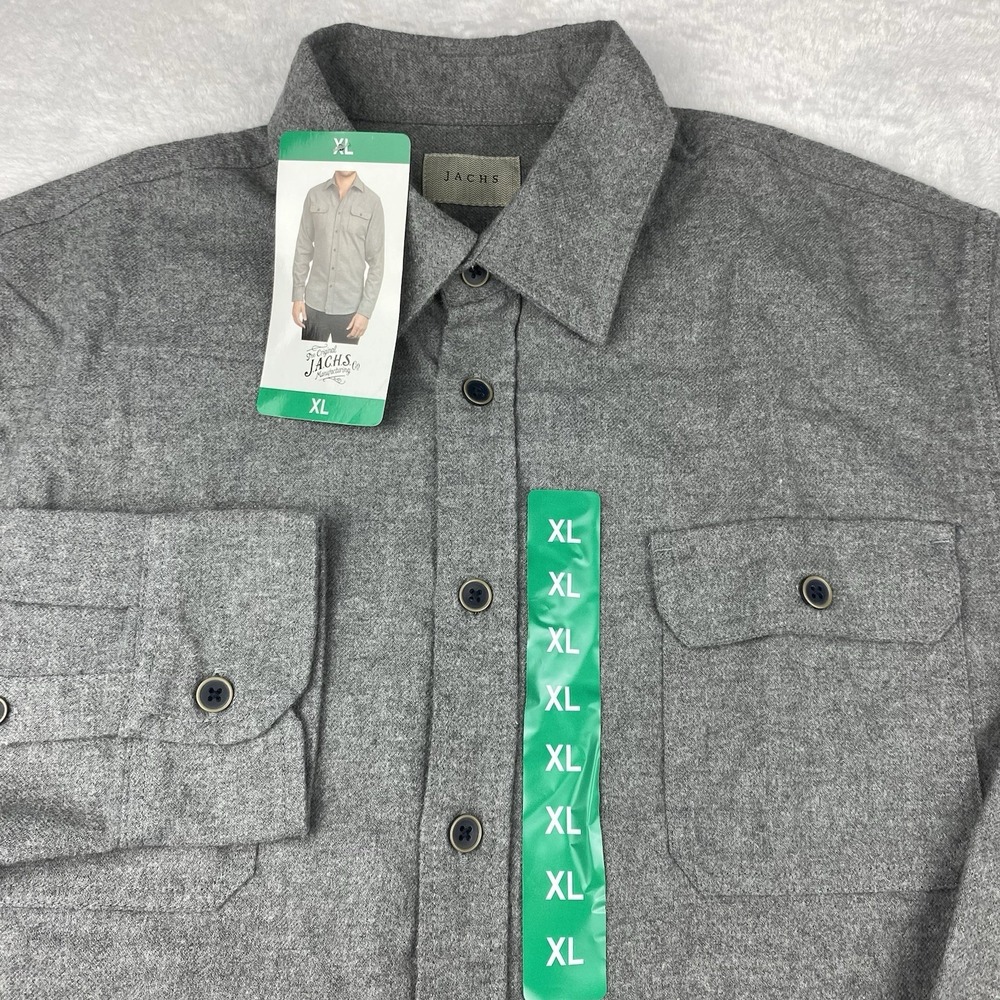 JACHS Heavyweight Shirt Mens XL Gray Dual Pockets Long Sleeves New w/Tags!